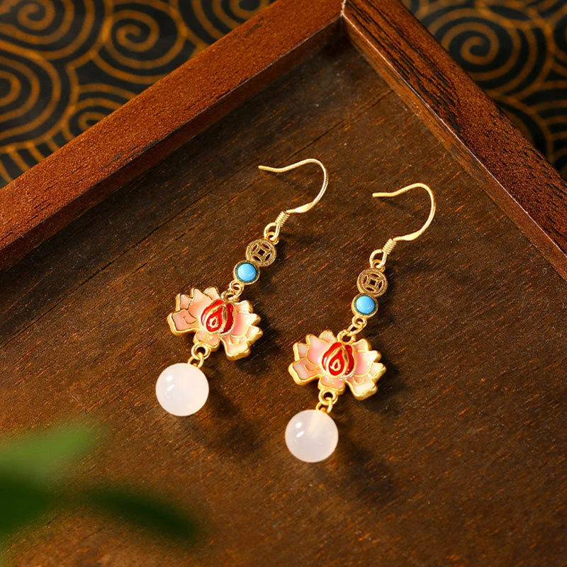 铜合金耳饰 G1209新中式国潮气质百搭耳环中国风复古手工配饰饰品