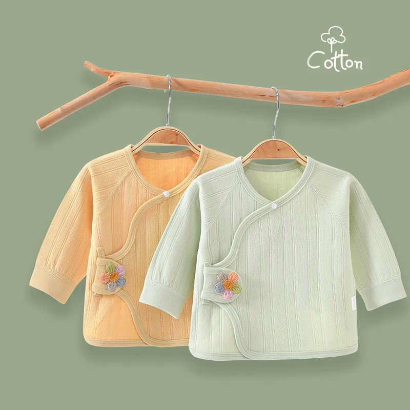 0-3月新生婴儿儿半背衣纯棉无骨和尚服防尿湿内穿上衣秋