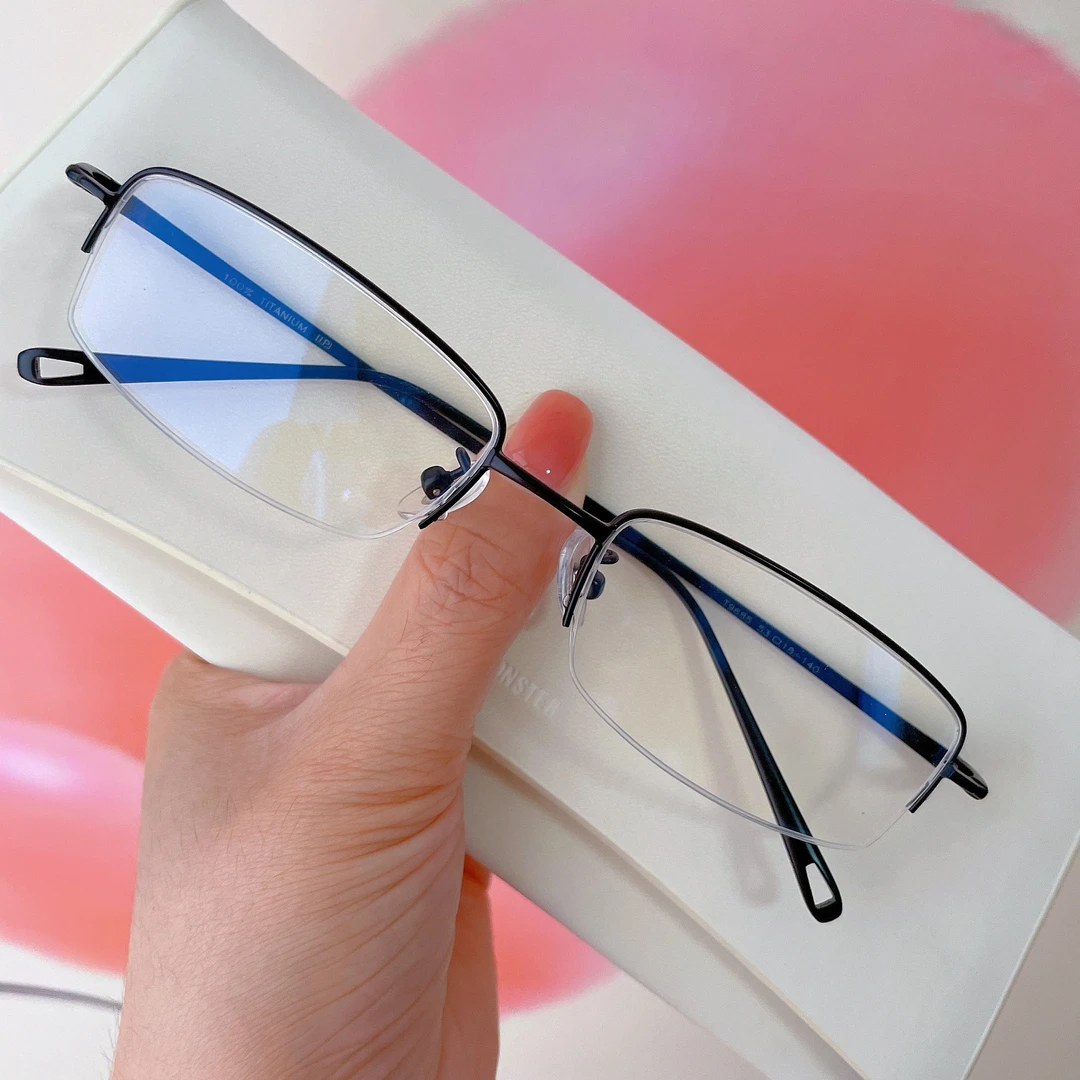 半框纯钛男女同款超轻小脸镜框可配度数简约眼镜架近视眼镜防蓝光