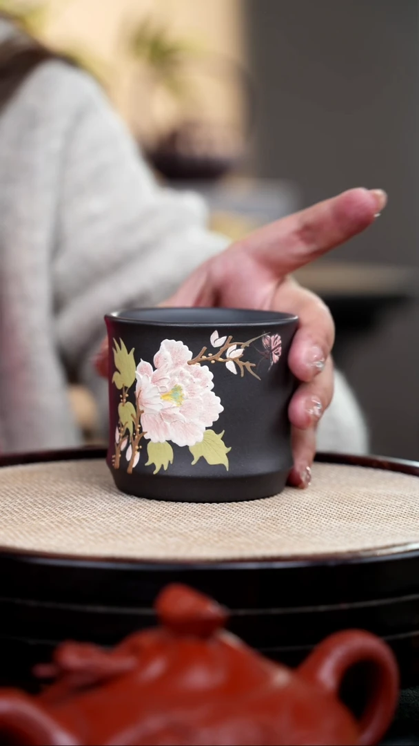 【闪购商品】紫砂茶壶石黄牡丹杯