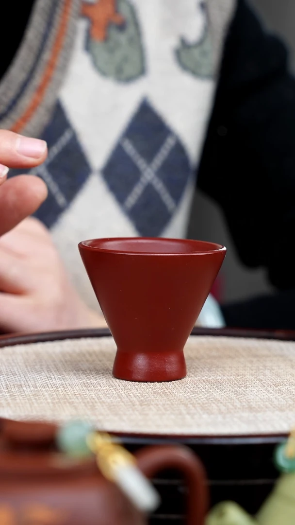 【闪购商品】紫砂茶壶红色斗笠杯