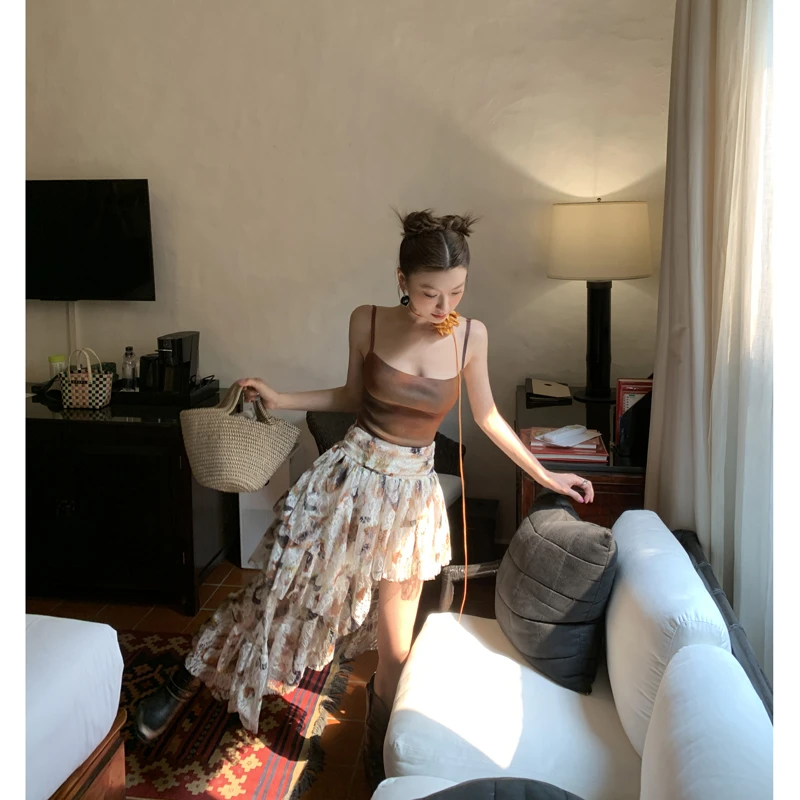 【西野暮色】针织连体吊带背心女夏辣妹显瘦上衣3422