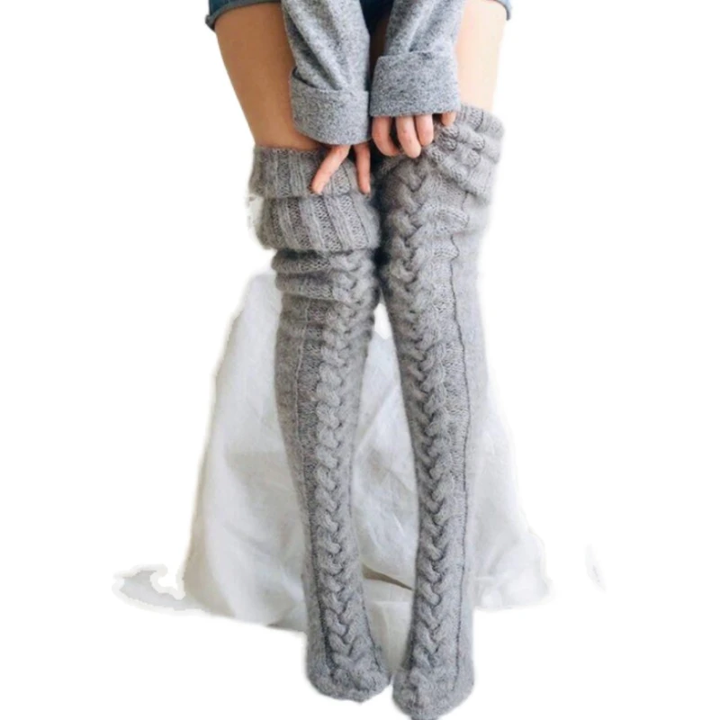 秋冬保暖袜套加厚纯色过膝袜子长筒袜堆堆袜学生加长连脚袜大腿袜