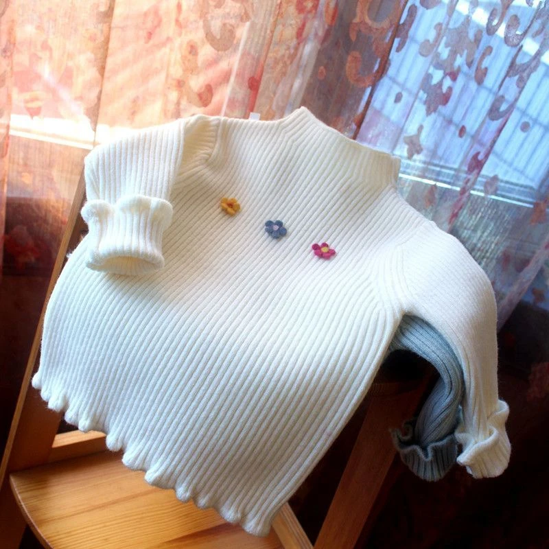 0234岁女宝宝中低领打底毛衣女童韩版翻领针织打底衫小童毛衣D69