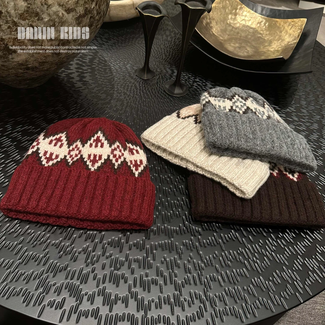 秋冬季韩版简约百搭针织毛线帽儿童民族风毛线帽子