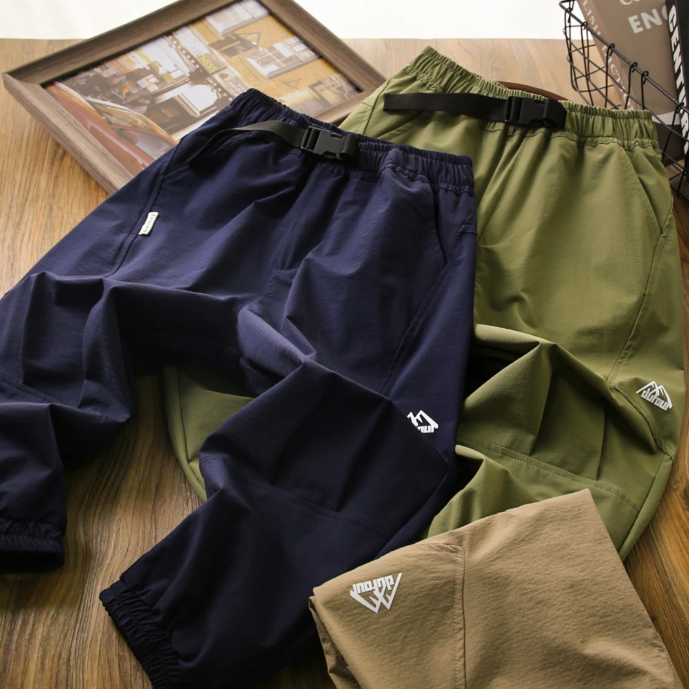 男童儿童秋季新款拼接束脚休闲长裤中大童腰带裤子百搭4AU35