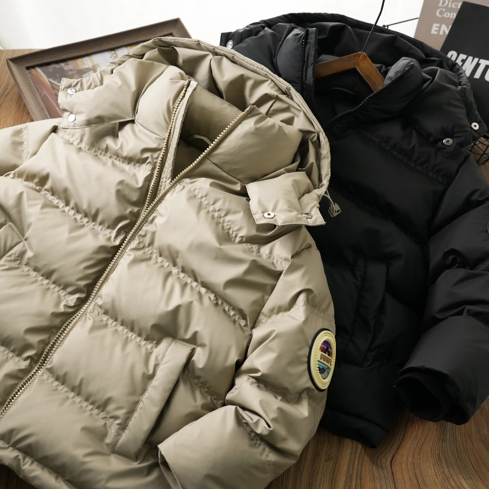 男童儿童冬季新款圆标厚款连帽羽绒服外套中大童拉链厚实F2469