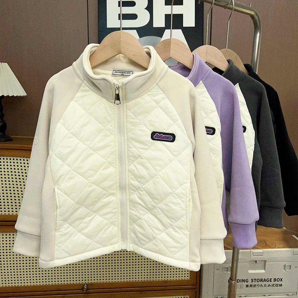 儿童男童秋冬新款拼接防风立领休闲外套中大童拉链上衣37013