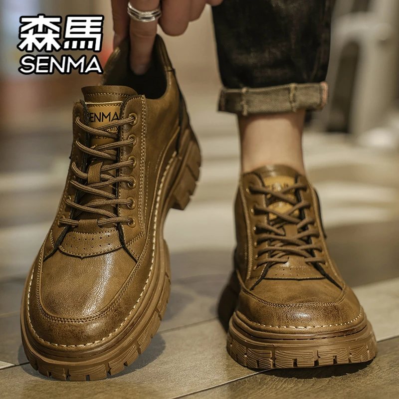 SENMA/森马男鞋冬季2024新款时尚休闲潮鞋青少年英伦风复古马丁靴