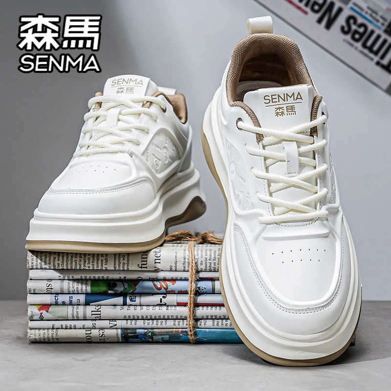 SENMA/森马男鞋冬季潮流韩版低帮板鞋男士休闲皮鞋厚底百搭小白鞋