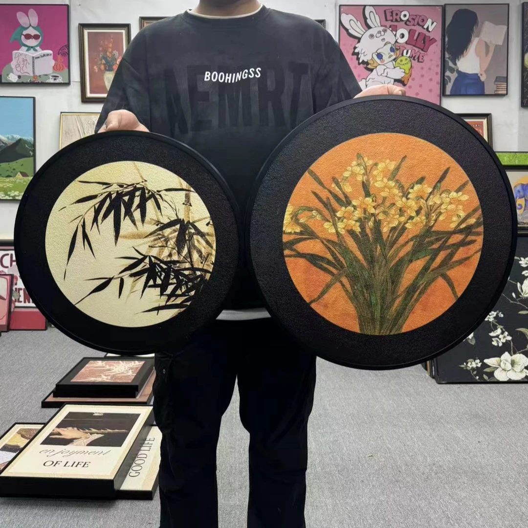 轻法式中古风装饰画标记植物餐厅客厅壁画高级感挂画兰圆5050