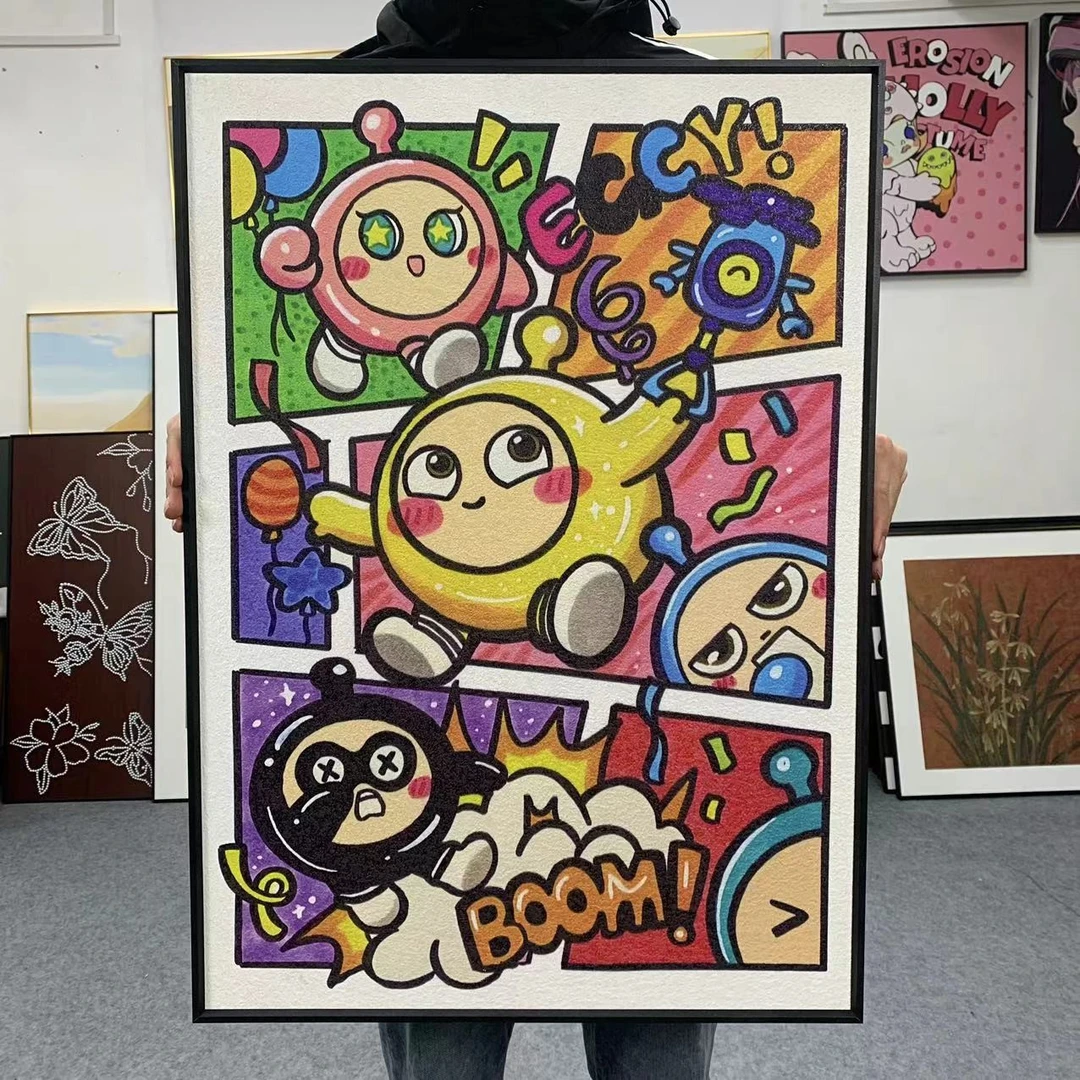 新款派对儿童房办公室咖啡馆电视柜餐桌电视柜斗柜画卡通蛋仔5070