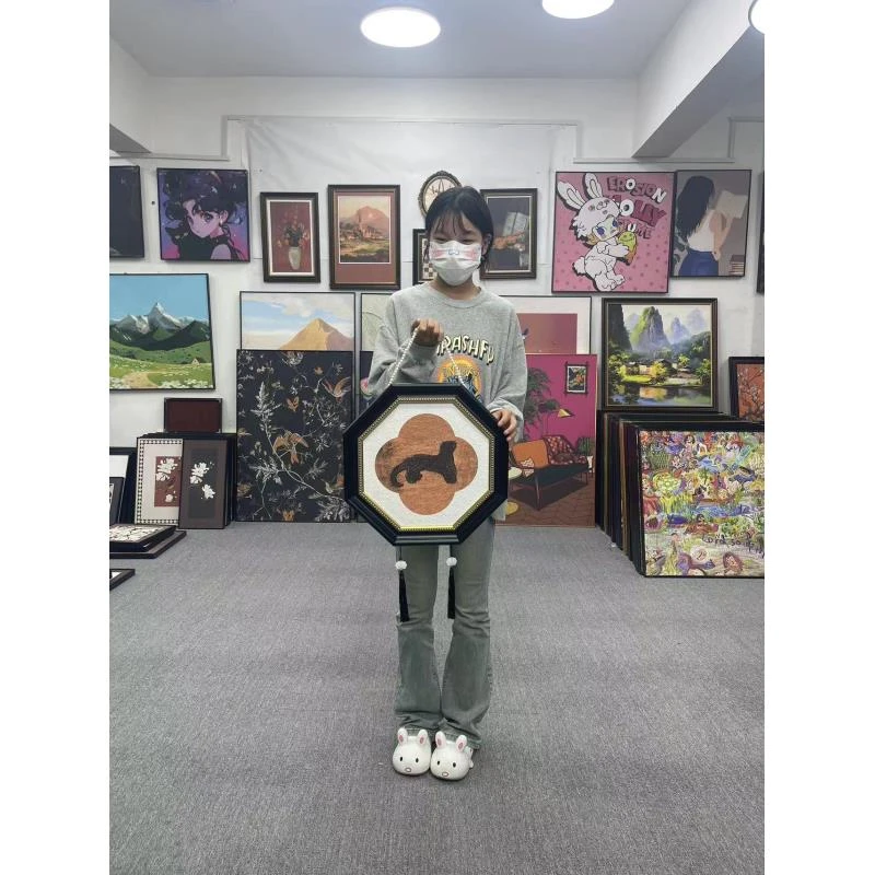 新中式国风挂画玄关复古宋代美学艺术装饰画法式客厅八边形流苏