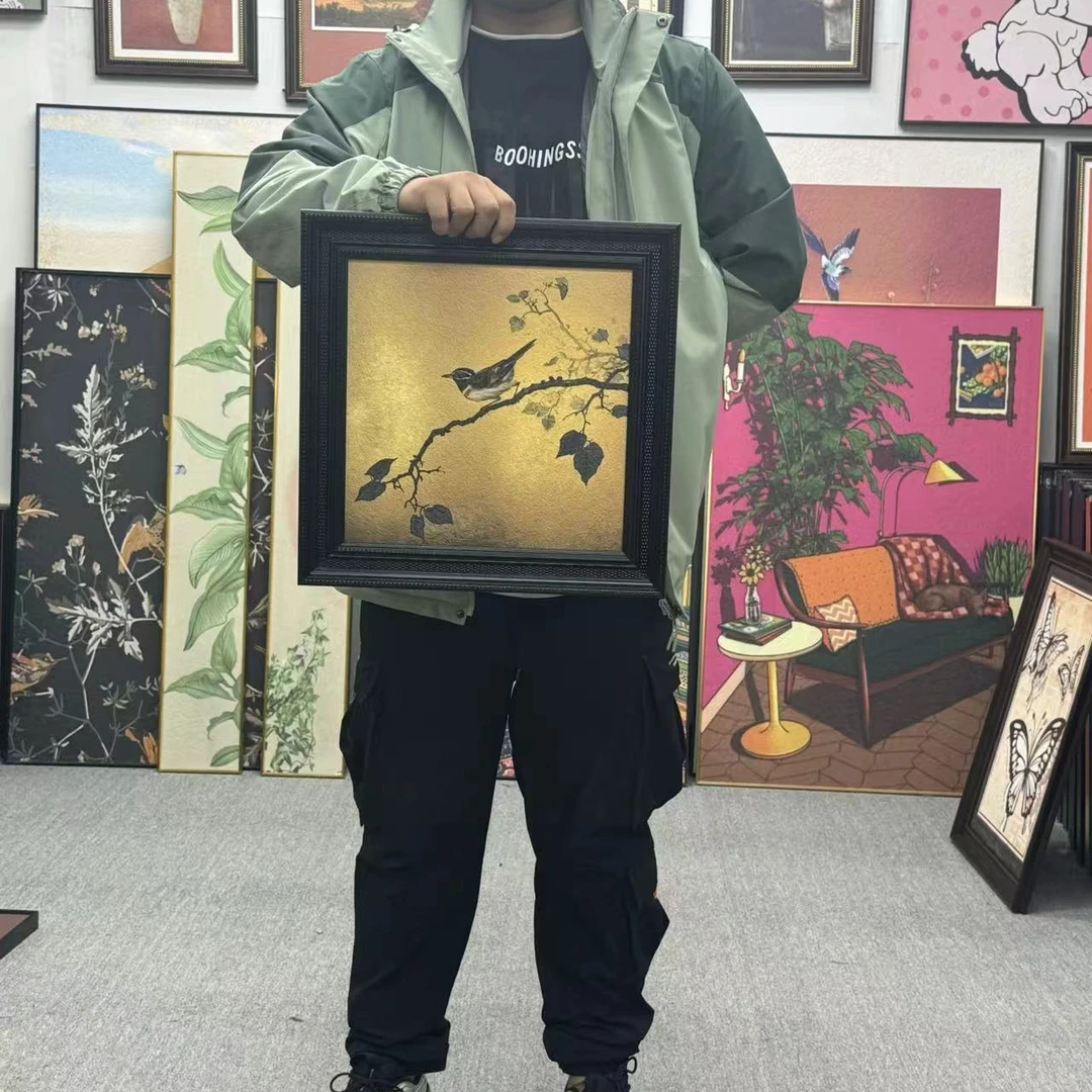 法式中古风喜上眉梢玄关装饰画复古油画走廊过道挂画高档大气4040