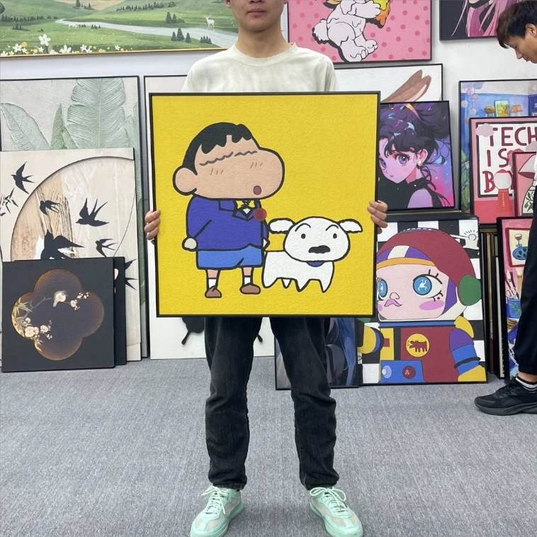 现代简约客厅装饰画卡沙发背景墙壁画卧室挂画小新卡通6060