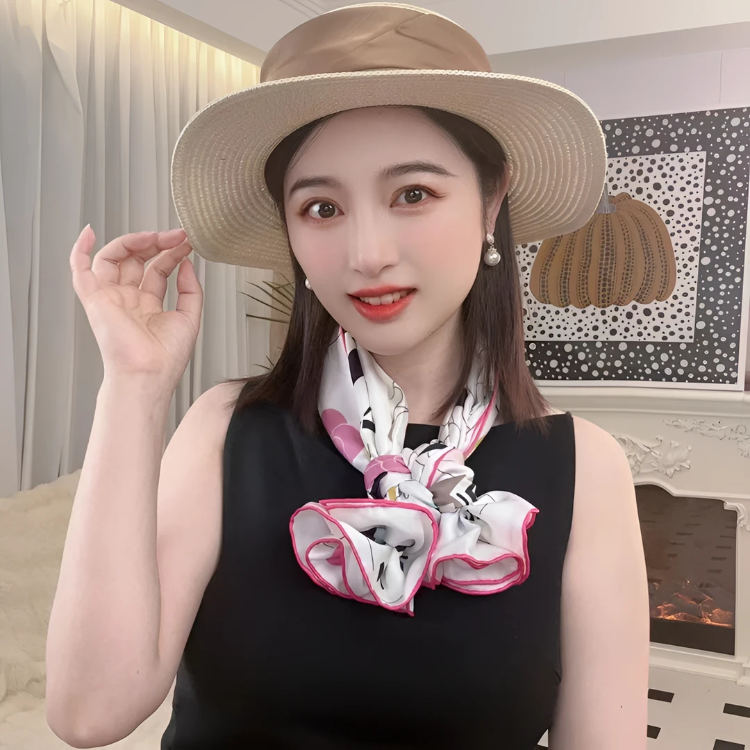 蓝蓝丝语【小香风】大方巾桑蚕丝斜纹绸时尚气质女士丝巾110*110