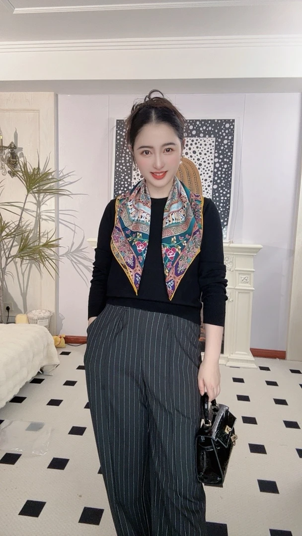 蓝蓝丝语【中方巾】意罗绸高品质桑蚕丝丝巾65*65