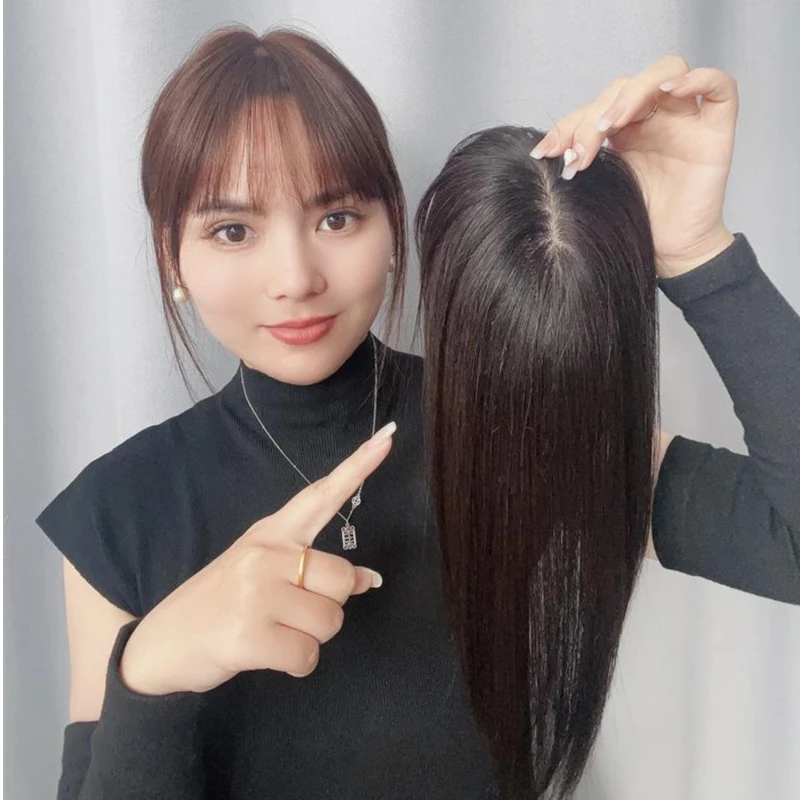 假发假发片女头顶增发量蓬松遮白发自然真发全真人发丝刘海补发片