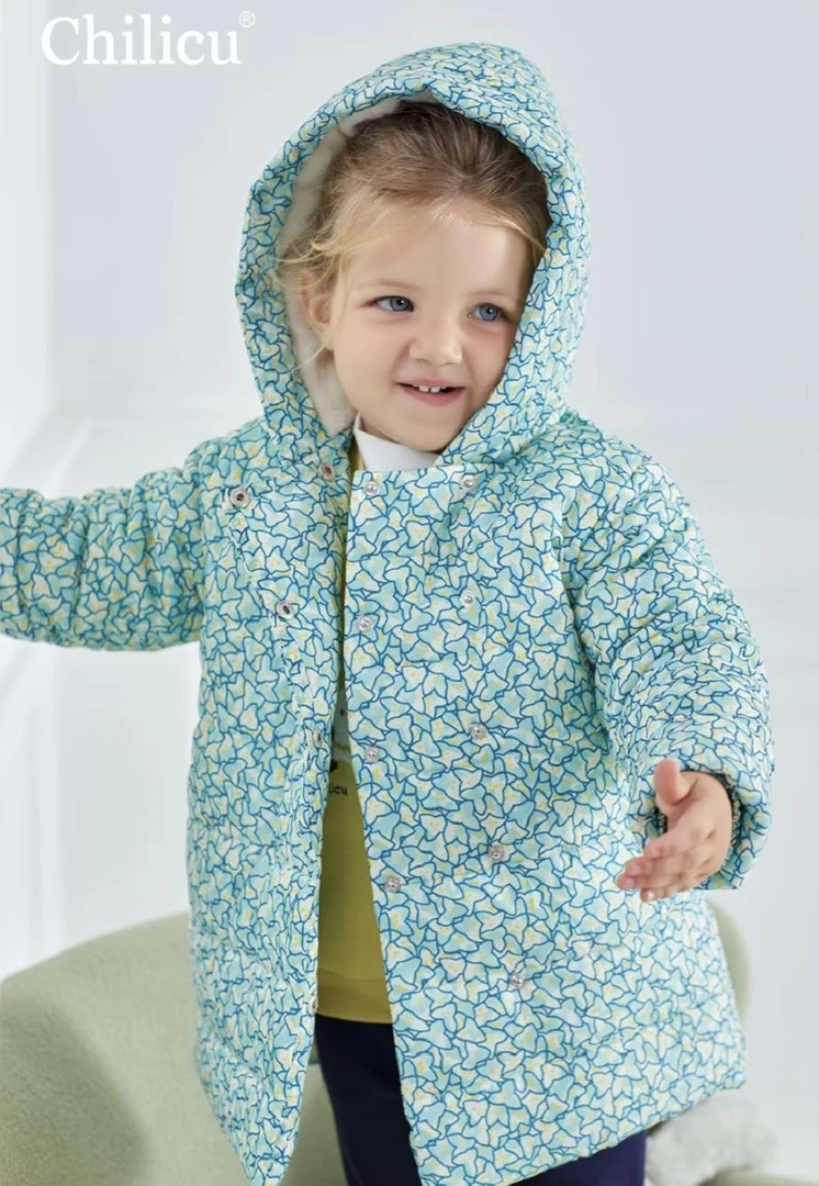 【屁姐】chilicu中性冬季蝴蝶花中长款保暖棉服外套（已开价）