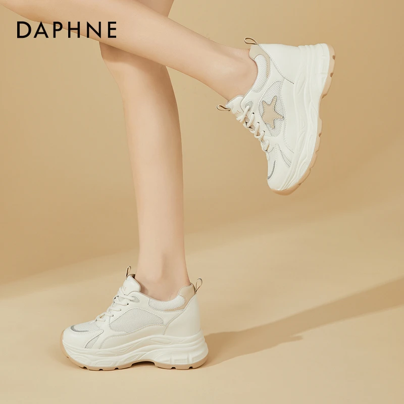 达芙妮内增高老爹鞋女款2025夏季新款夏季鞋子薄款透气休闲旅游鞋