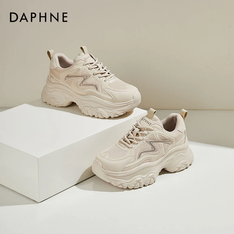 达芙妮官方正品女鞋爆款2025新款女轻奢老爹鞋时尚厚底运动小白鞋