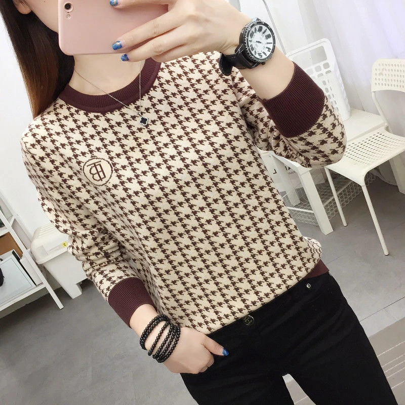 加绒加厚女士打底衫毛衣女2023秋冬新款洋气针织衫保暖衣长袖上衣