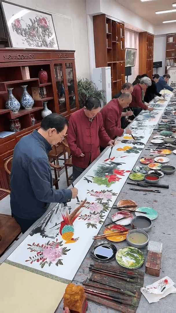 暮雨轻飞甄选-名家合作10米长卷精品国画（带证书）