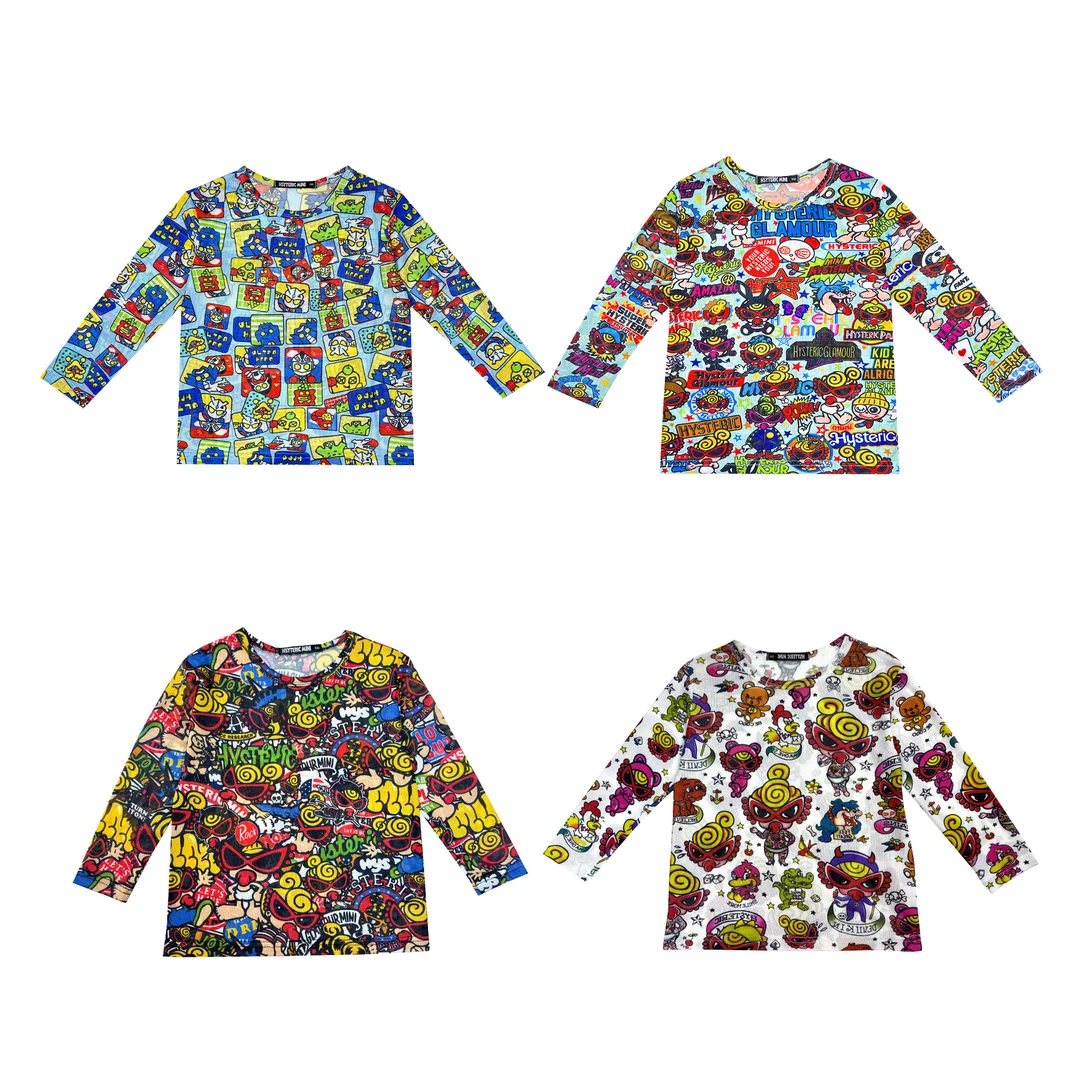 4028亲子儿童网纱衣长袖洋气时尚中大童圆领套头长袖