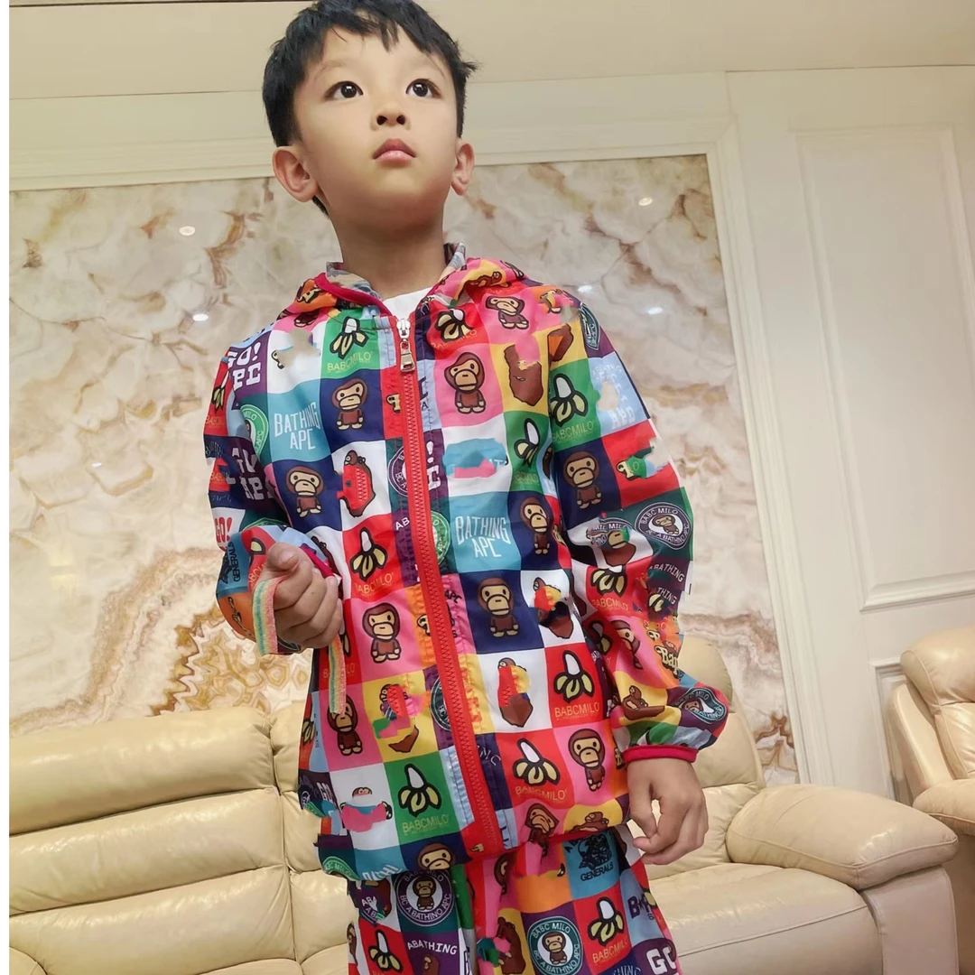 【彩色拼图】亲子皮肤衣儿童时尚休闲春季连帽印花小童防晒服1003