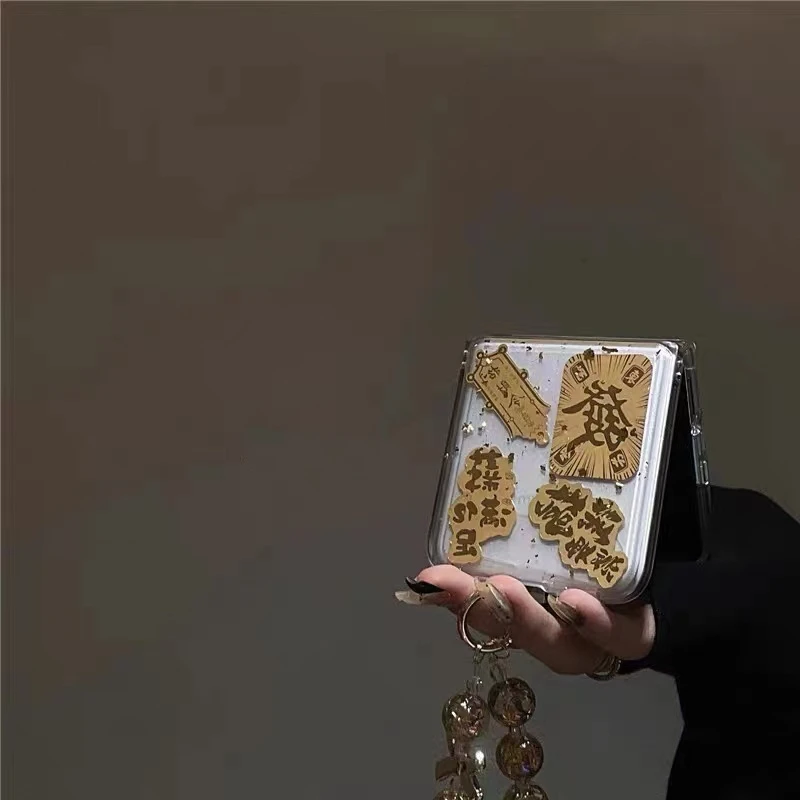 新年款透明金箔适用荣耀Magic V Flip折叠屏手机壳华为pocket2硬