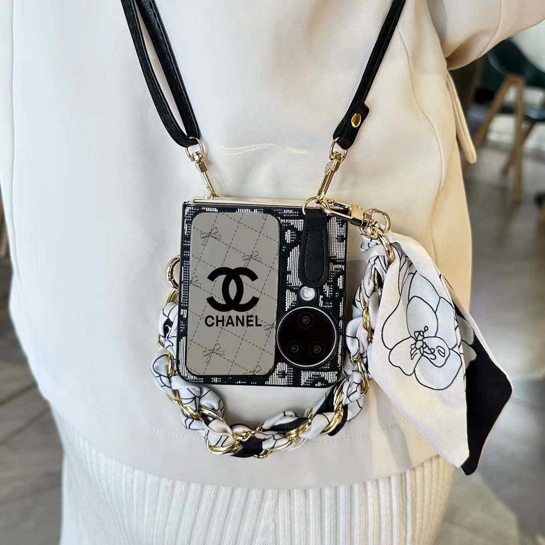 潮牌黑色字母适用OPPO Find N3flip手机折叠壳n2flip女款丝巾手提