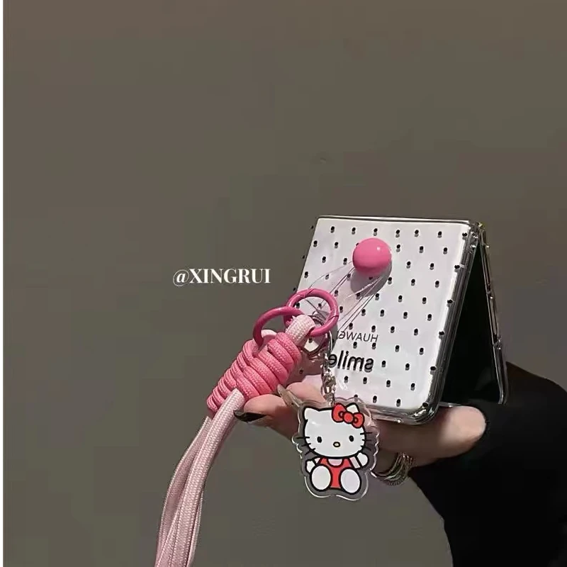 ins波点粉圆球透明皮扣适用小米mixflip折叠屏手机壳华为pocket2