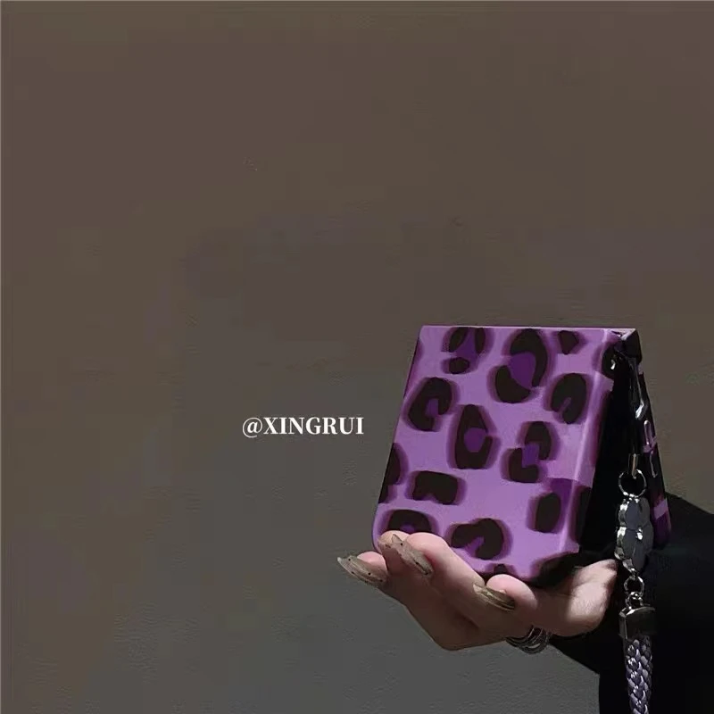 ins紫色豹纹适用小米mixflip2折叠屏手机壳华为OPPO三星vivo荣耀