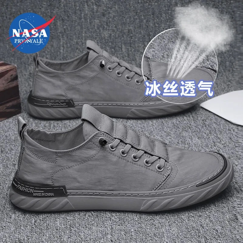 NASA联名男士透气低帮鞋休闲百搭夏季男鞋防臭冰丝布防滑耐磨板鞋