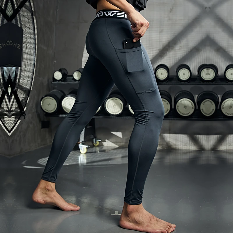 健身长裤男秋冬季弹力压缩速干跑步紧身裤运动打底裤篮球训练裤