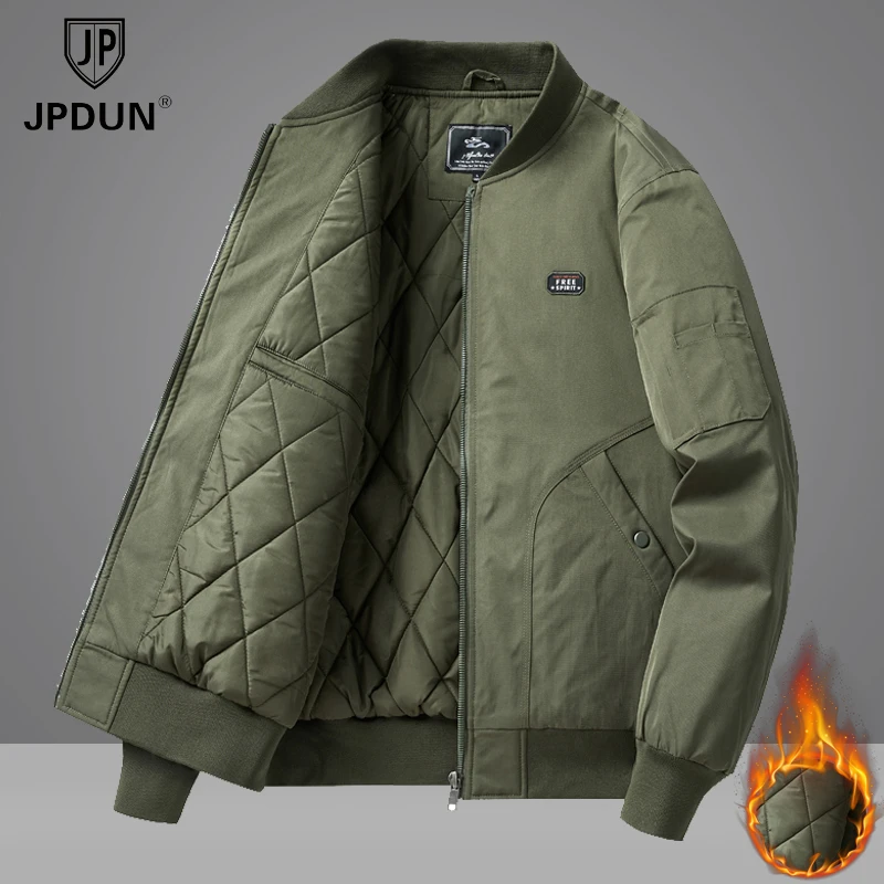 JPDUN美式工装棉衣外套男士潮秋冬季宽松加厚夹克保暖棒球领棉服