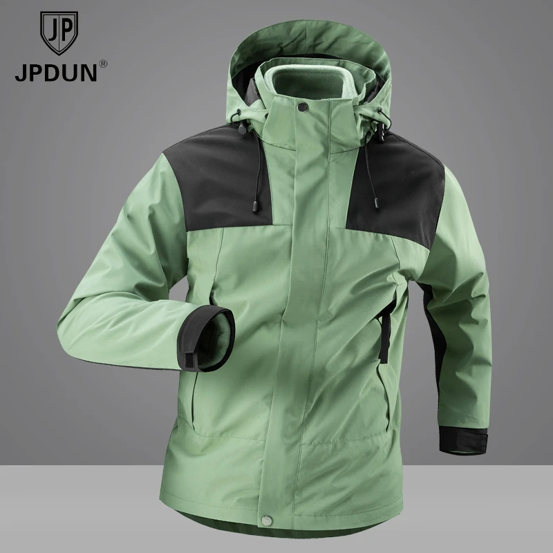JPDUN秋冬季三合一抓绒内胆风衣男女同款户外保暖防风防水登山服