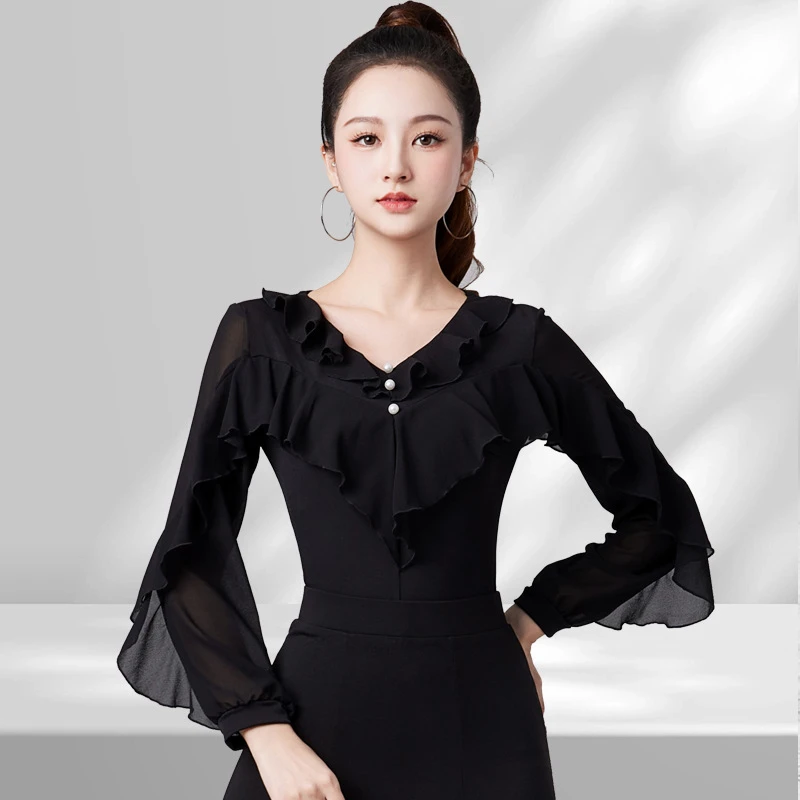 水晶棉国标摩登舞原创连体上衣女交谊舞新款华尔兹女舞衣拉丁舞