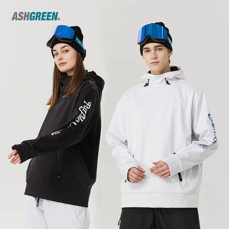 Ashgreen滑雪卫衣23新款室外室内宽松情侣专业防水加绒透气滑雪服