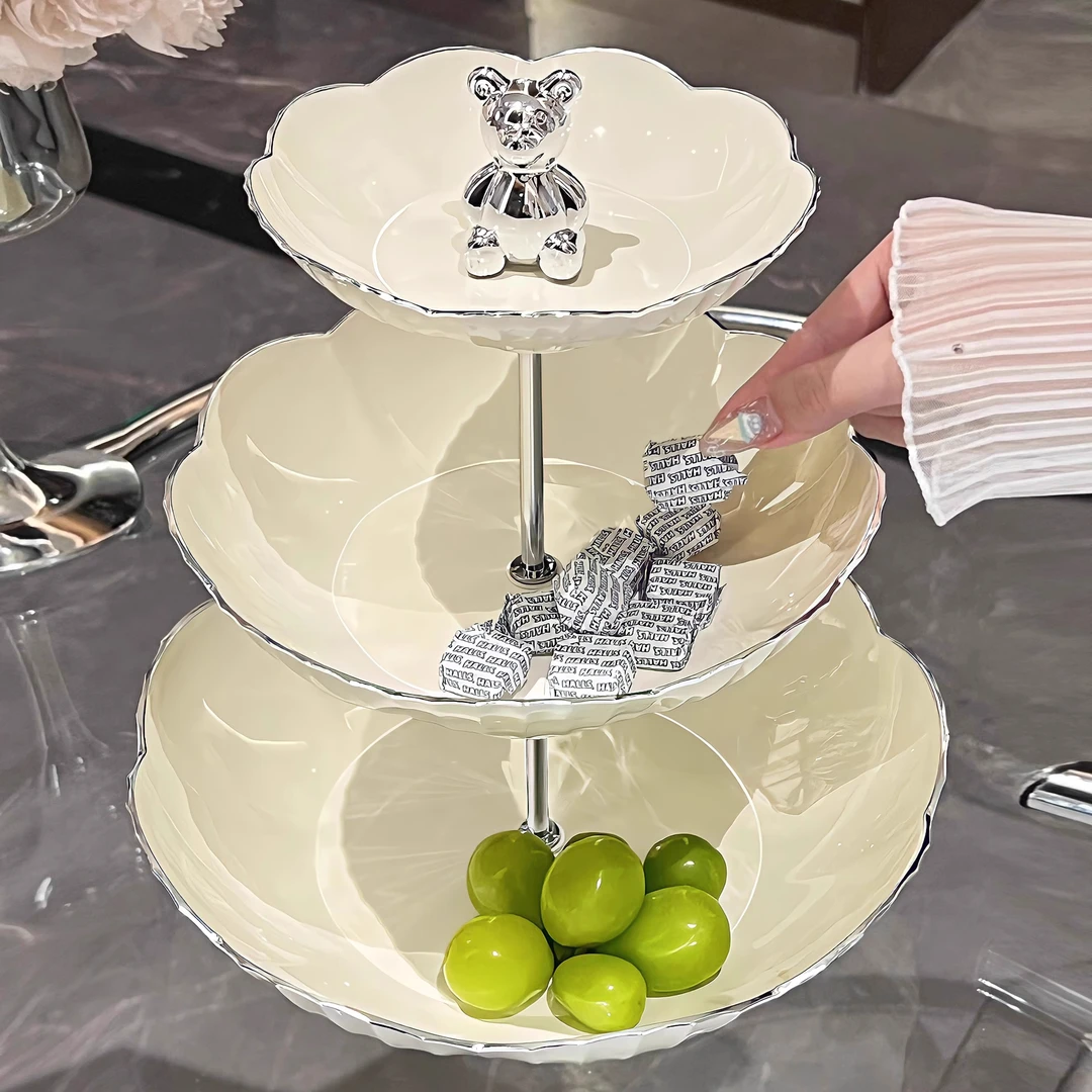 轻奢高档水果盘家用客厅茶几摆件前台糖果摆放零食盘塑料多层果盘