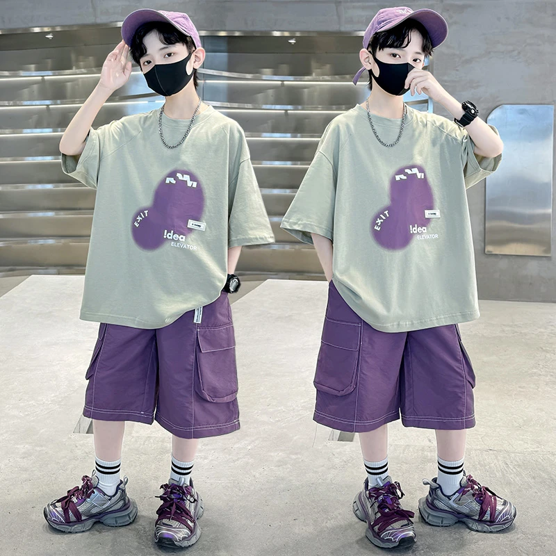 男童夏装套装儿童衣服2025新款6-15岁中大童夏季洋气潮流时髦时尚