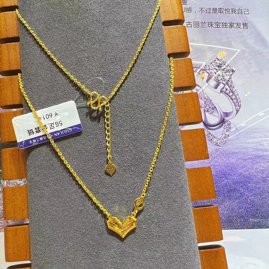 5G足金999【福利】 新款鱼鳞e爱心套链 时尚气质项链颈饰 GLL