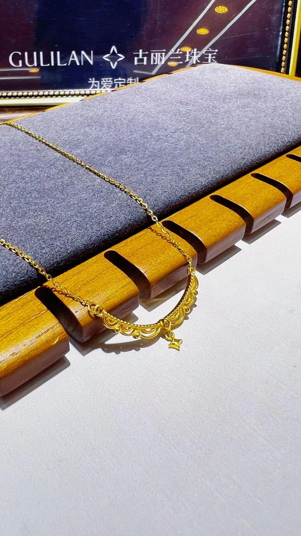 5G足金【福利】镂空天使微笑星星黄金套链 时尚气质项链颈饰 GLL