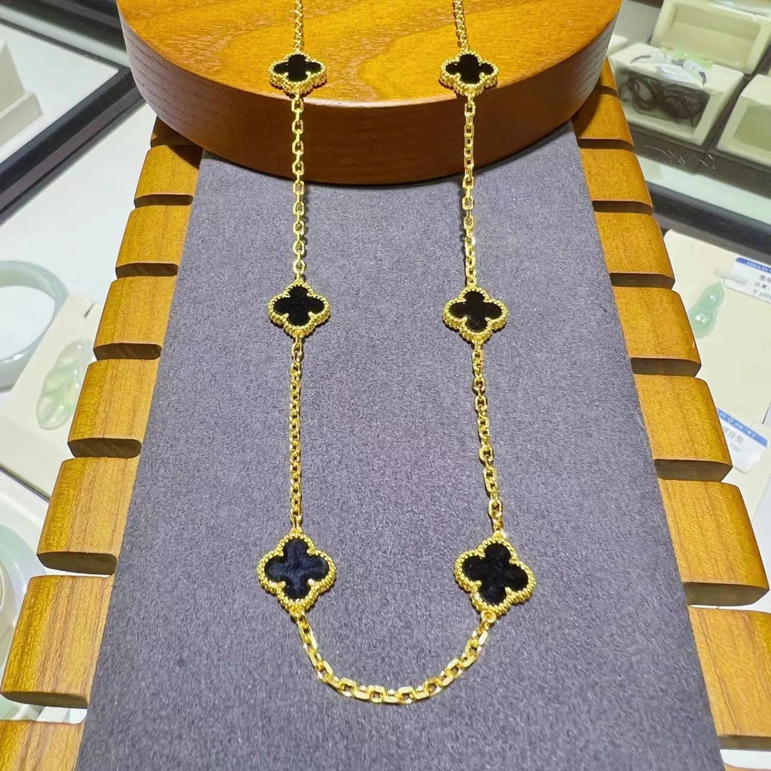 5G足金999 新款十花四花套链 时尚轻奢百搭双面项链颈饰礼物