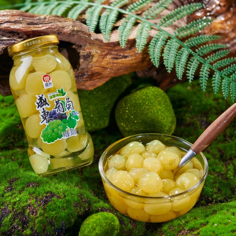 盛东冰糖葡萄罐头300g*4瓶玻璃瓶水果罐头解馋办公室零食