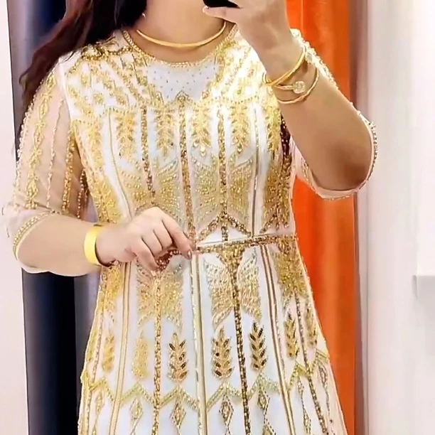 2025新疆爆款重工显瘦正版长款婚礼宴会喜婆婆礼服裙圆领