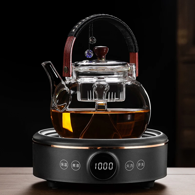 全自动电陶炉煮茶壶家用煮茶器茶具玻璃烧水壶蒸煮一体提梁壶茶炉