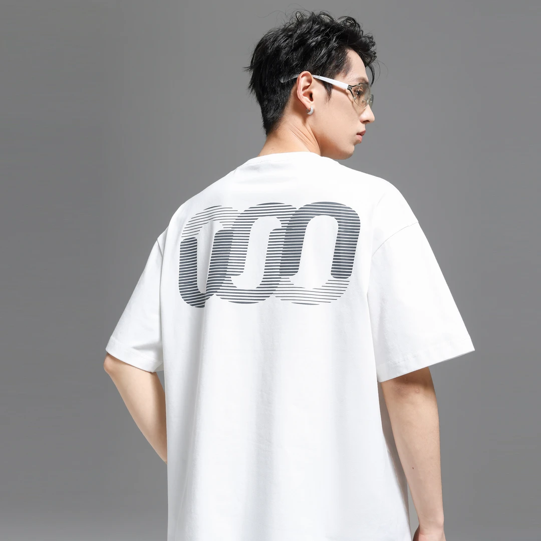 UNKNOWTAL 环形渐变印花纯棉短袖260克重磅情侣宽松纯色T恤国潮牌