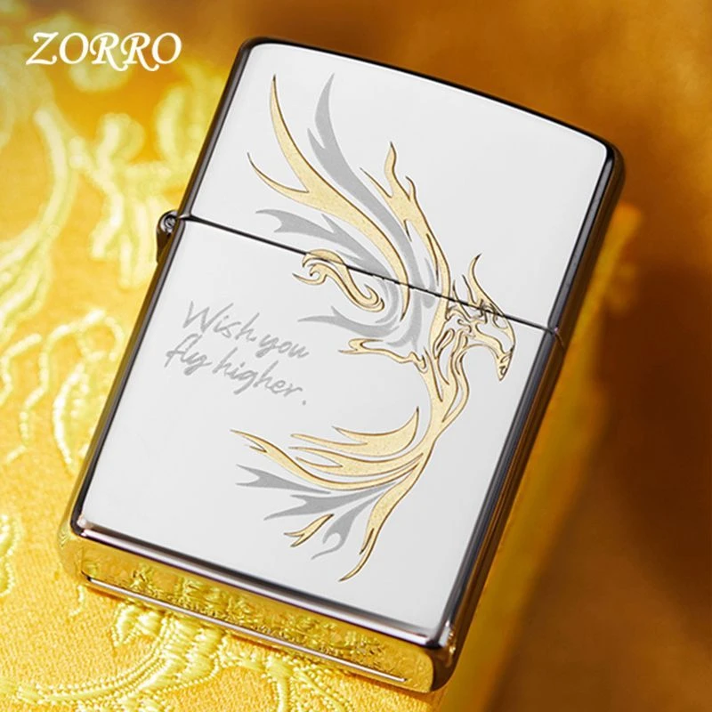 佐罗ZORRO打火机镜面飞鸿 防风煤油新国潮风生日礼物男士送男朋友