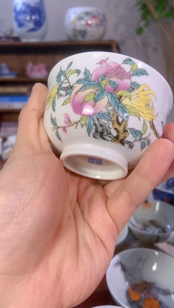 【闪购商品】杯子粉彩三多卢氏杯